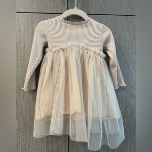 Zara Cream Ribbed Kids Dress